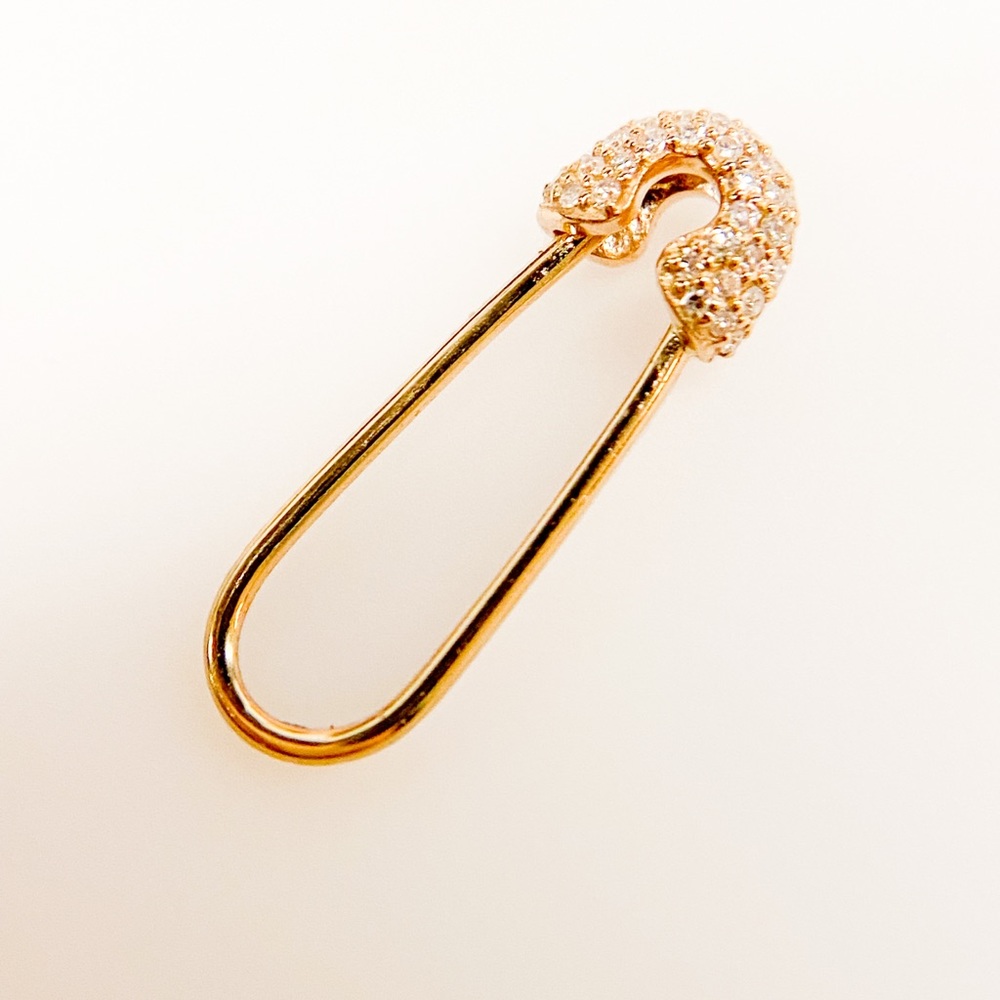 14k Diamond Safety Pin Earring